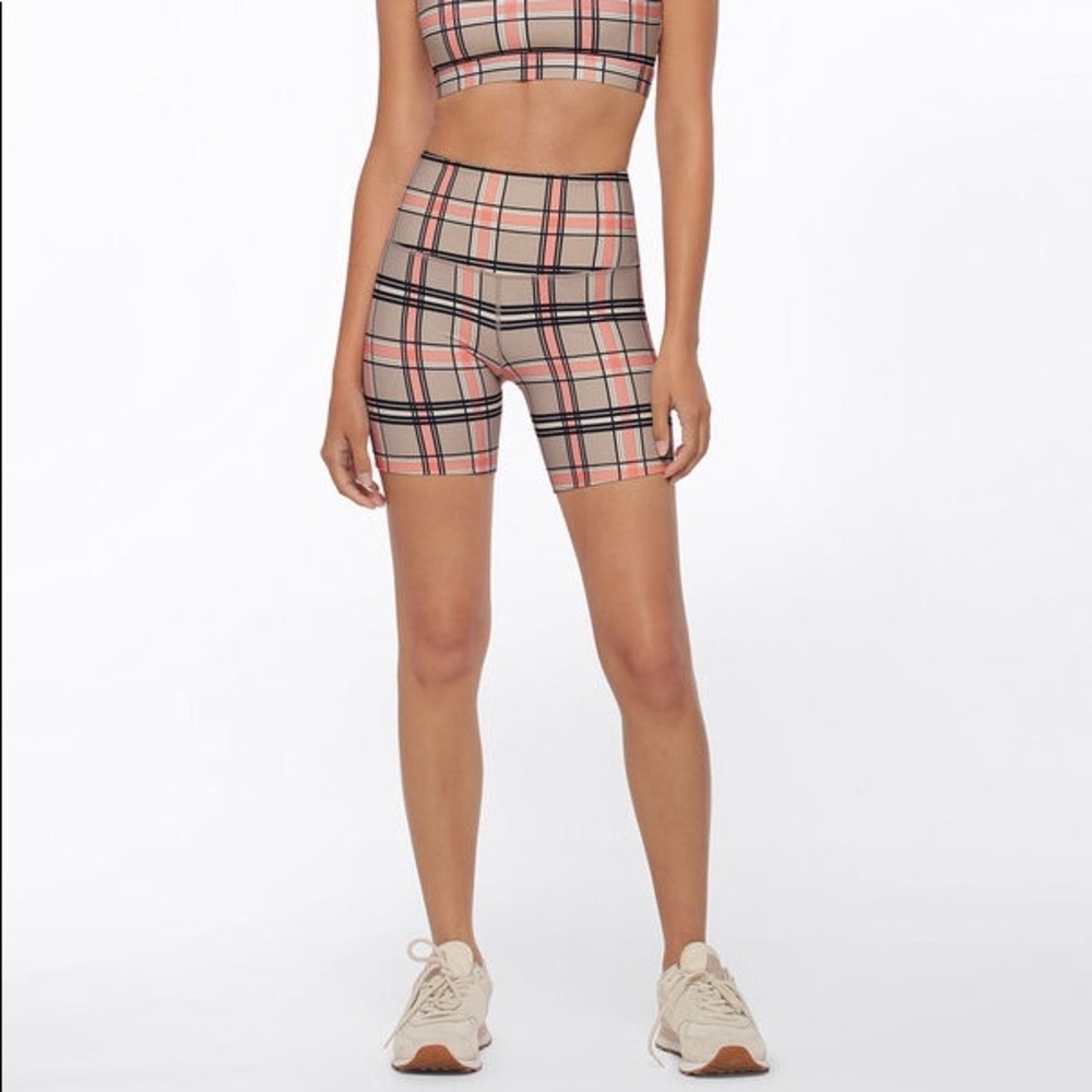Lorna Jane Putter Plaid Bike Shorts Small